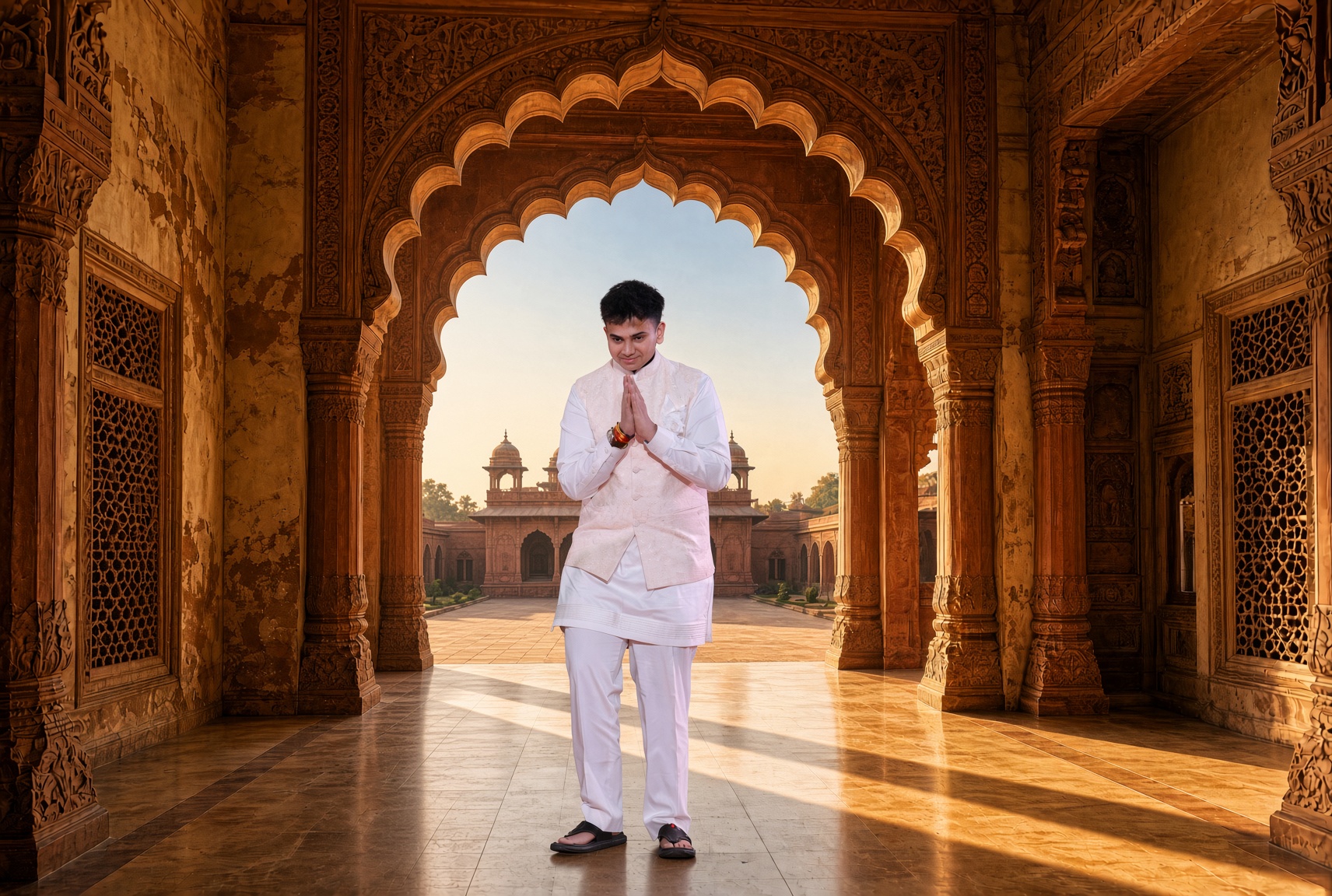 Aditya Sharma at the palace entrance.