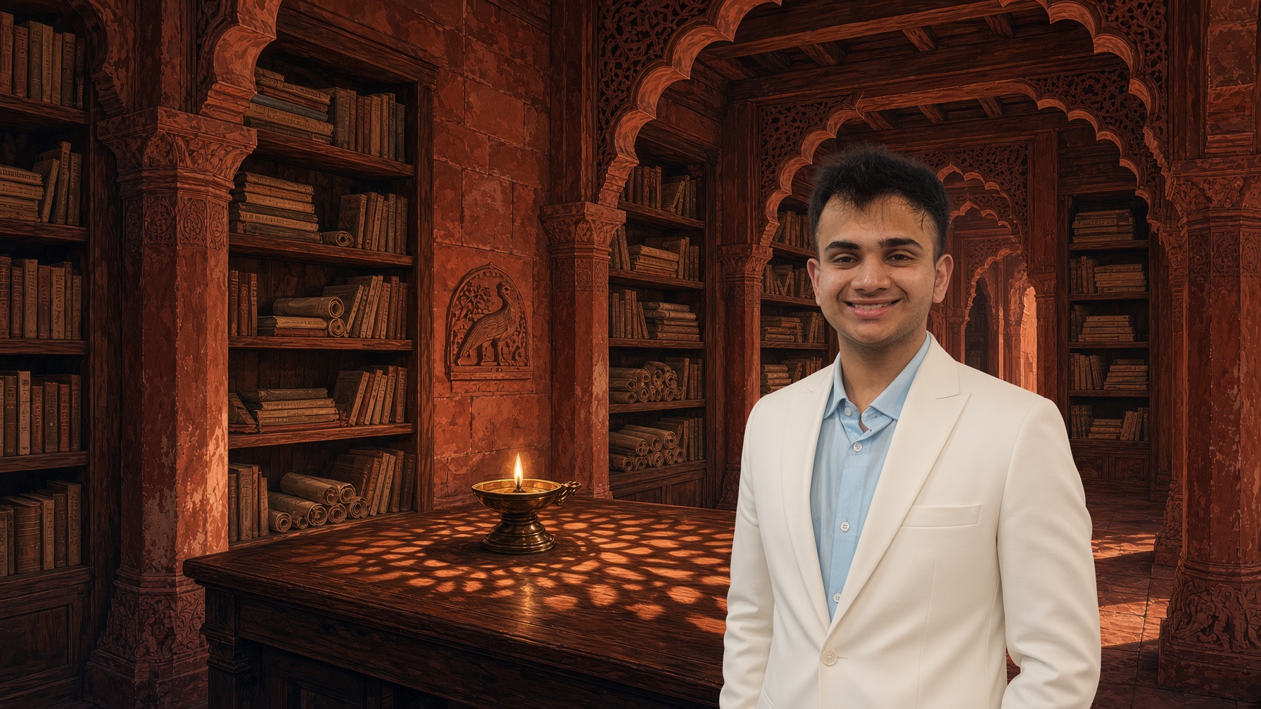 Aditya Sharma in the palace library.